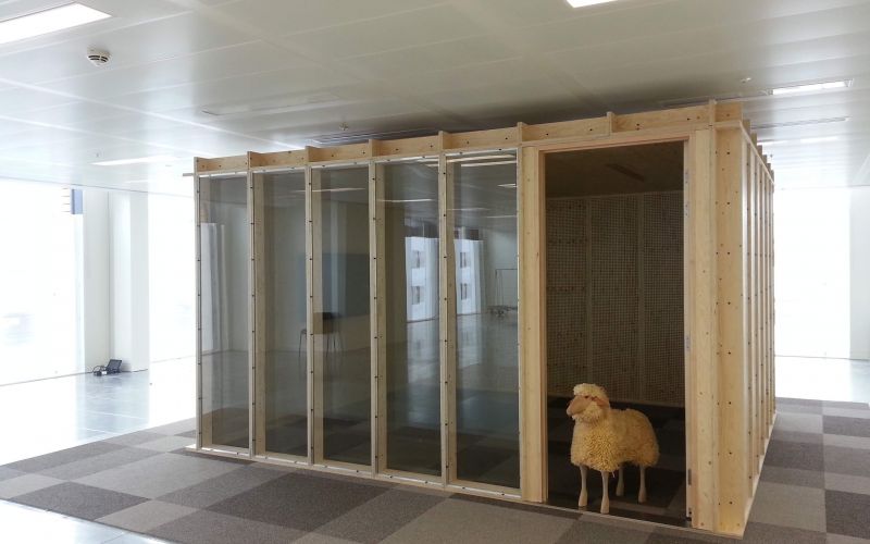 Glass-fronted internal modular meeting room installed for Google